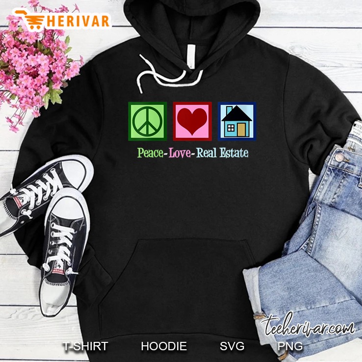 Womens Peace Love Real Estate Realtor Hoodie