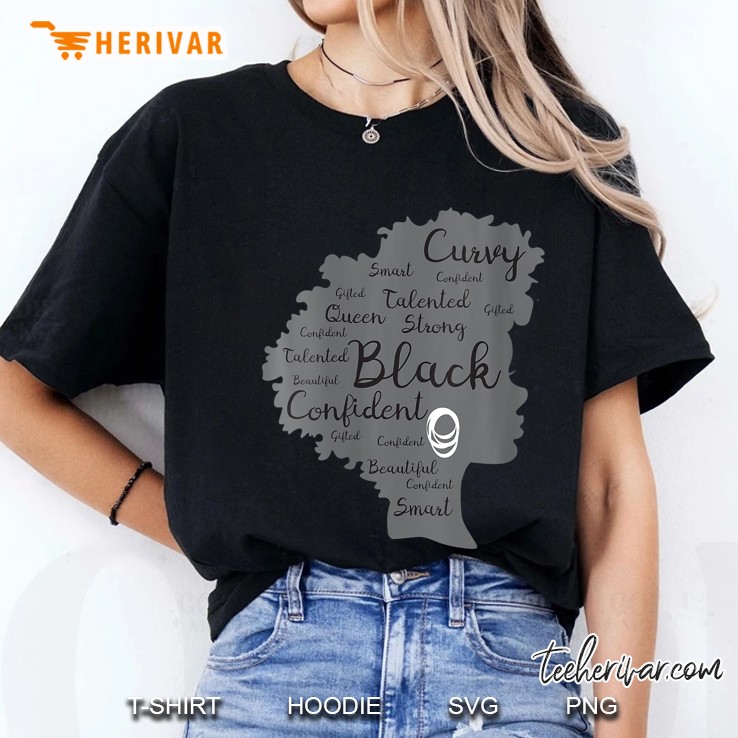 Strong Black Woman Afro Word Art Natural Hair Melanin Poppin Ladies Tee