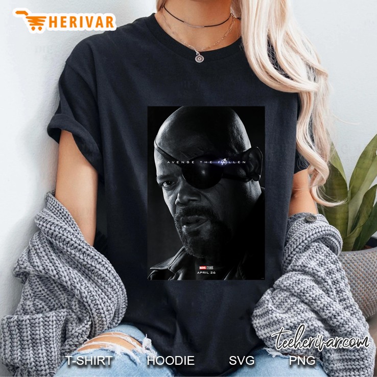 Marvel Avengers Endgame Nick Fury Avenge The Fallen Premium Ladies Tee
