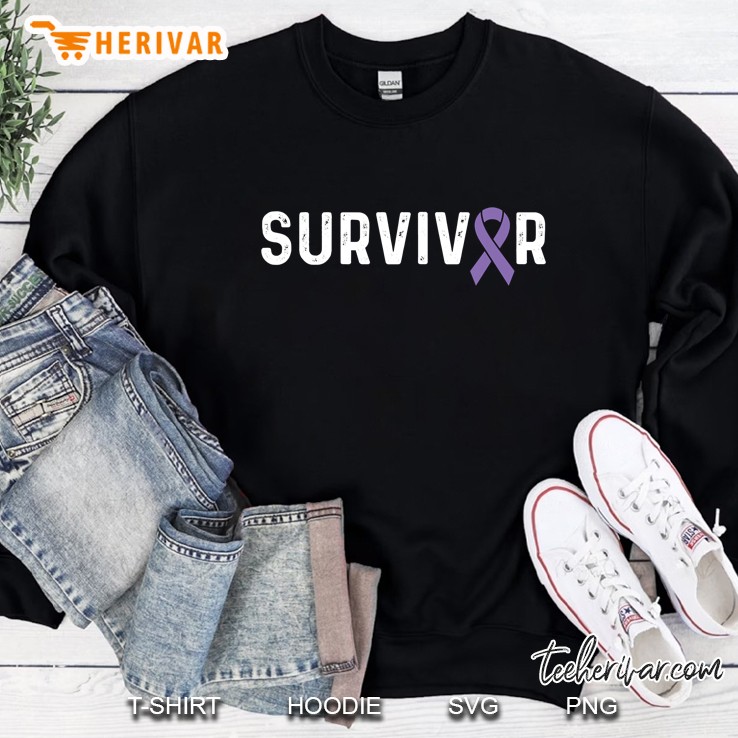 Testicular Cancer Awareness Products Purple Ribbon Survivor Sweatshirt