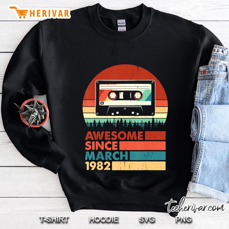 Vintage Awesome Since March 1982 38 Years Old Casette Sweatshirt