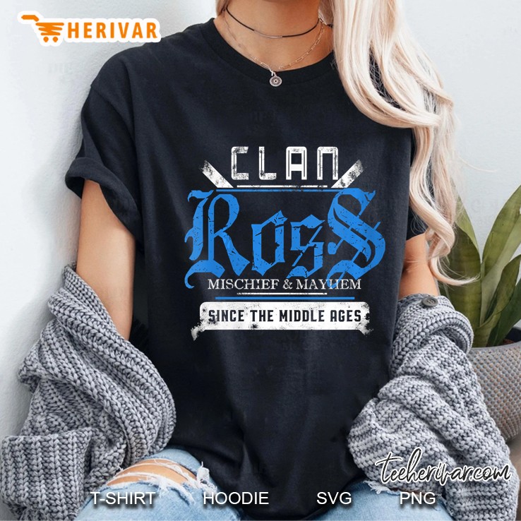 Womens Clan Ross - Mischief And Mayhem Since The Middle Ages V-Neck Ladies Tee