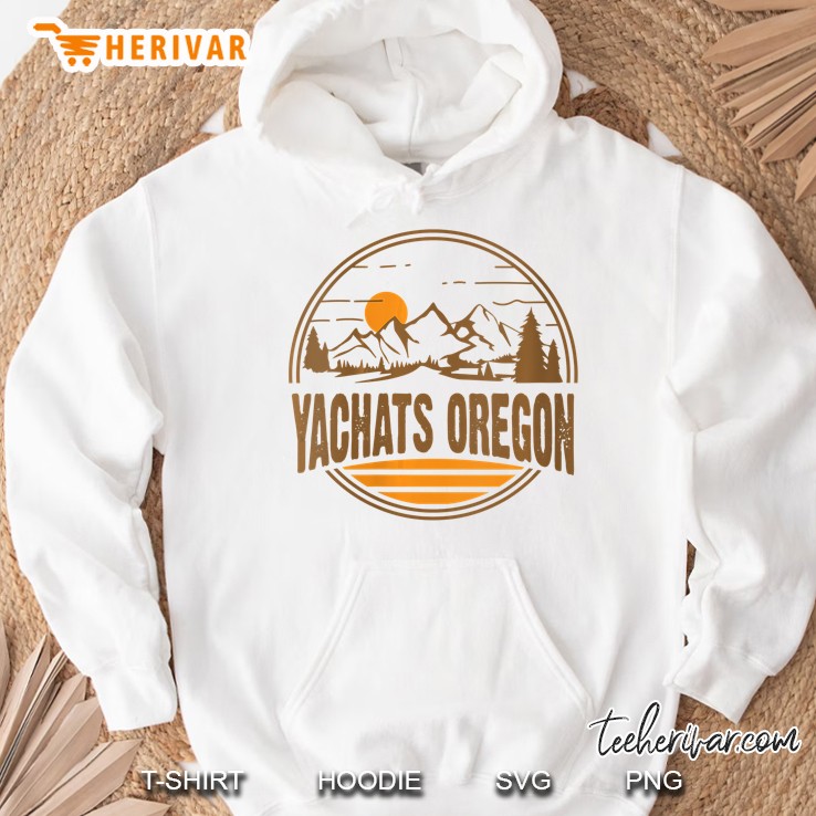 Womens Vintage Yachats, Oregon Mountain Hiking Souvenir Print V-Neck Hoodie