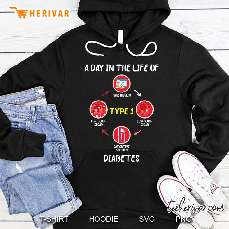 A Day In The Life Of Type 1 Diabetes Awareness Diabetic Gift Hoodie