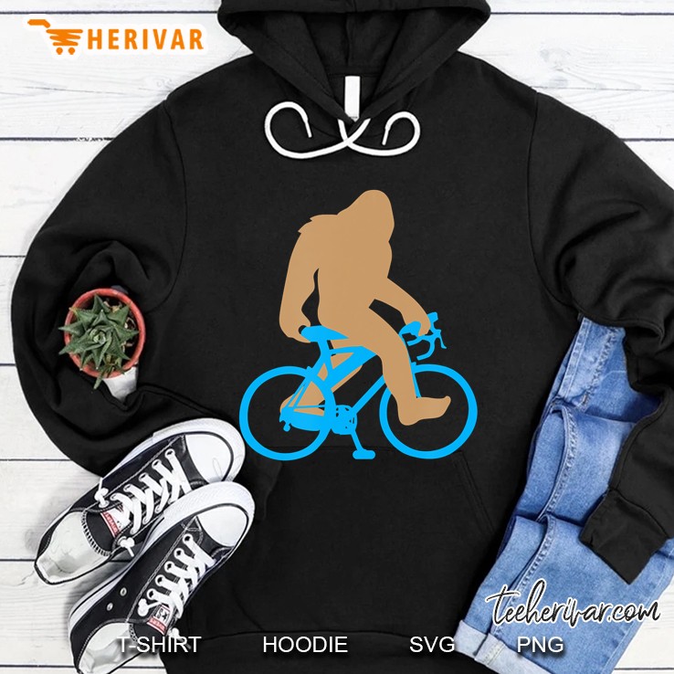 Bigfoot Riding Bicycle Shirt, Funny Cute Sasquatch Bike Gift Hoodie
