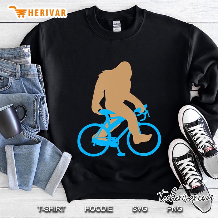 Bigfoot Riding Bicycle Shirt, Funny Cute Sasquatch Bike Gift Sweatshirt