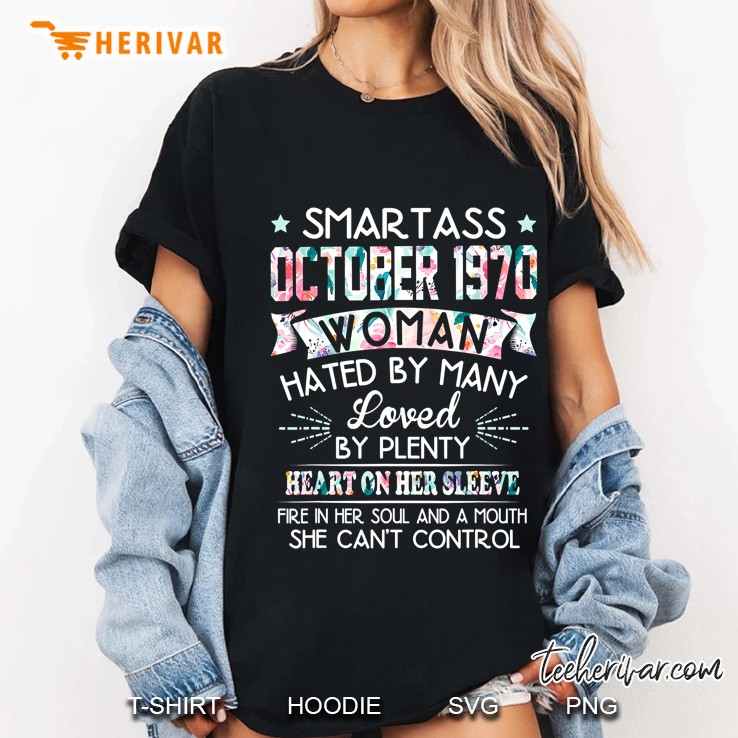 Made In October 1970 Floral 50Th Birthday Gift Women Ladies Tee