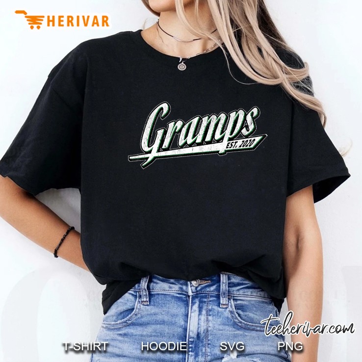 Mens New Gramps Est. 2020 Distressed Gift For New Grandpa Ladies Tee