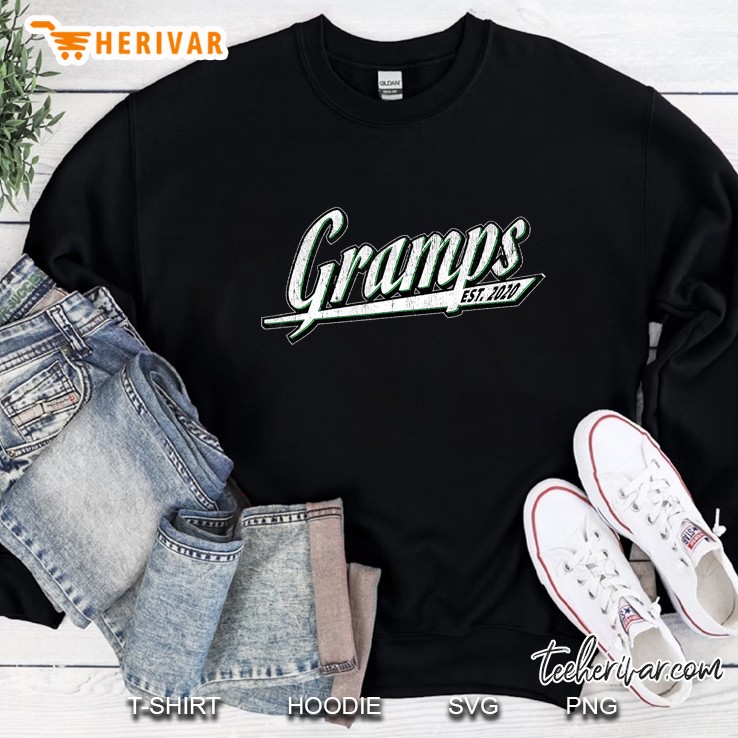 Mens New Gramps Est. 2020 Distressed Gift For New Grandpa Sweatshirt
