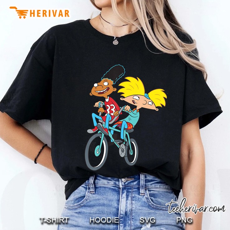 Nickelodeon Hey Arnold Characters Riding A Bike Ladies Tee