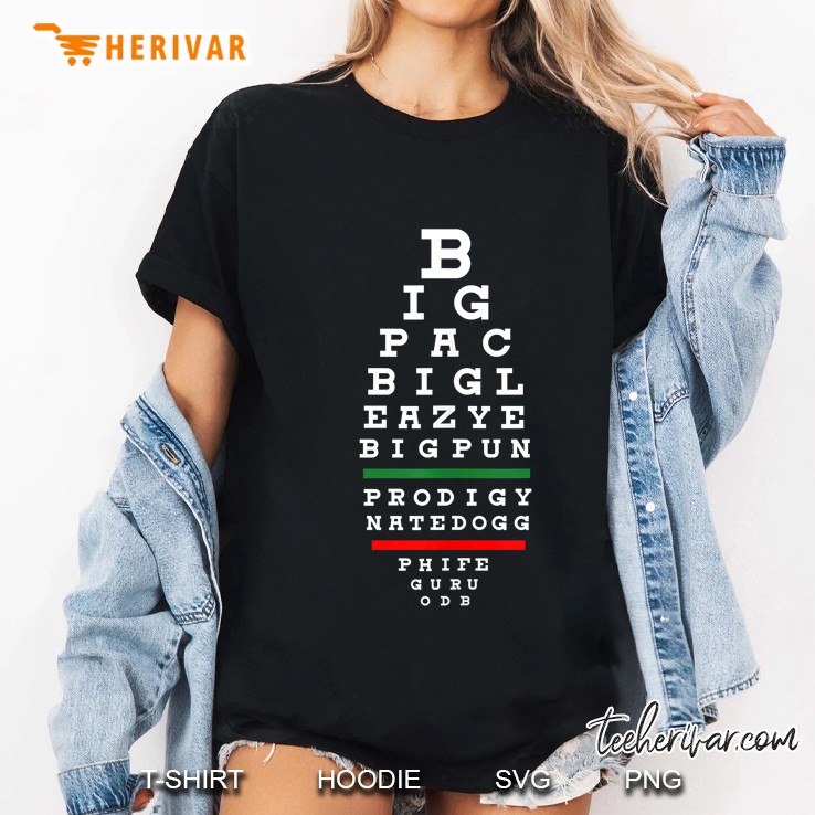 Old School Hip Hop Music Rap Legends Eye Chart 90S Hip-Hop Ladies Tee
