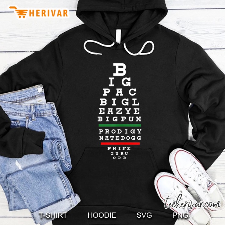 Old School Hip Hop Music Rap Legends Eye Chart 90S Hip-Hop Hoodie