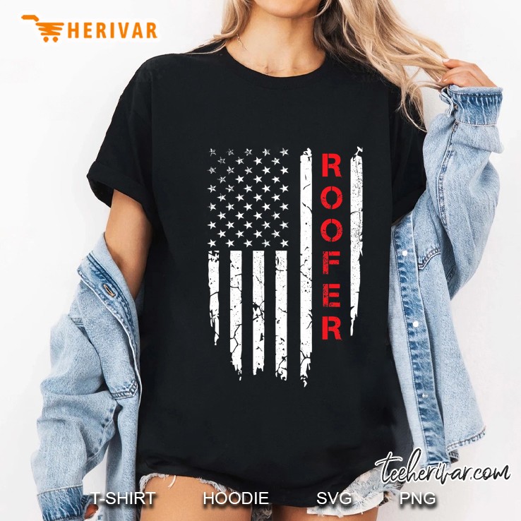 Roofer American Flag Vintage 4Th Of July Patriotic Roofing Ladies Tee