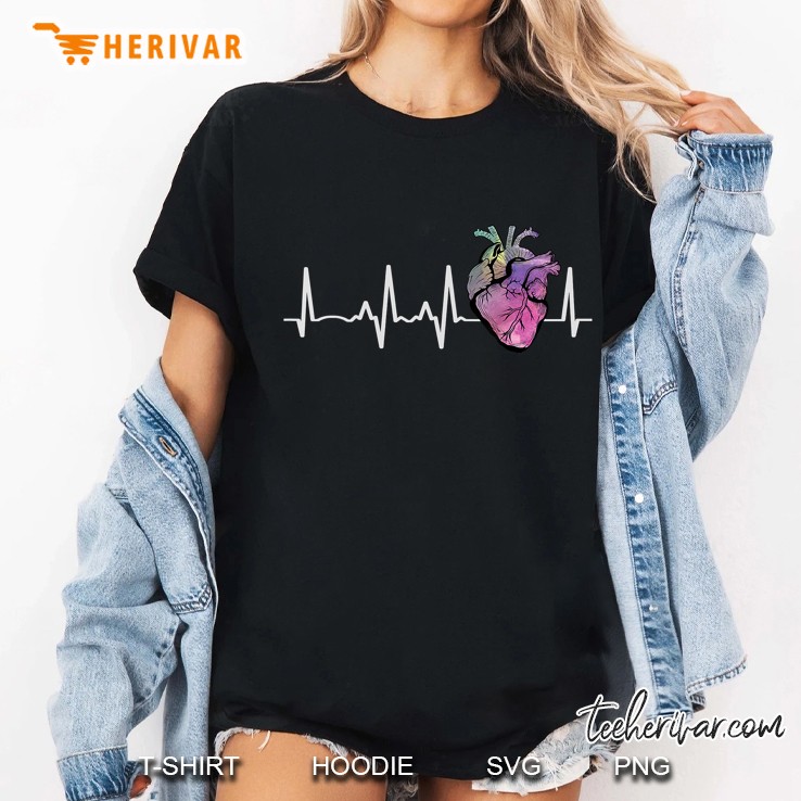 Heartbeat From Real Human Heart Medical Anatomical Graphic Ladies Tee