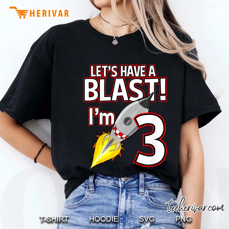 Kids 3 Year Old Rocket Birthday Space Ship Theme Blast 3Rd Gift Ladies Tee