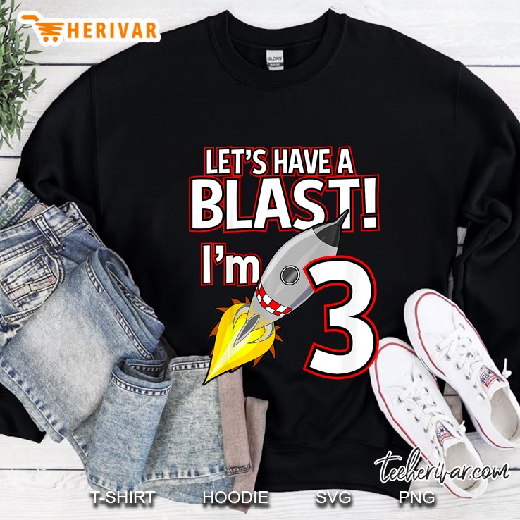 Kids 3 Year Old Rocket Birthday Space Ship Theme Blast 3Rd Gift Sweatshirt