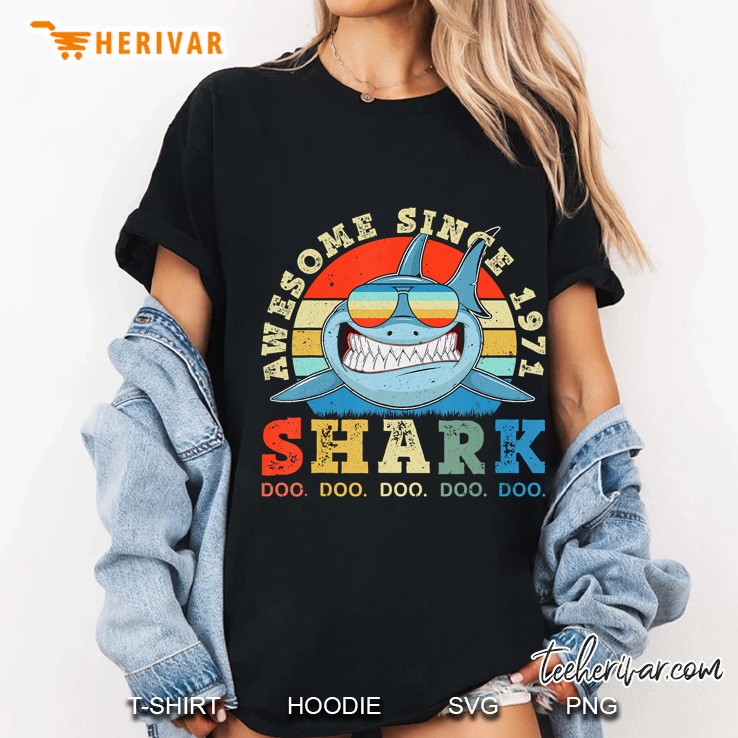 Shark Awesome 1971 48Th Birthday Gifts 48 Years Old Ladies Tee