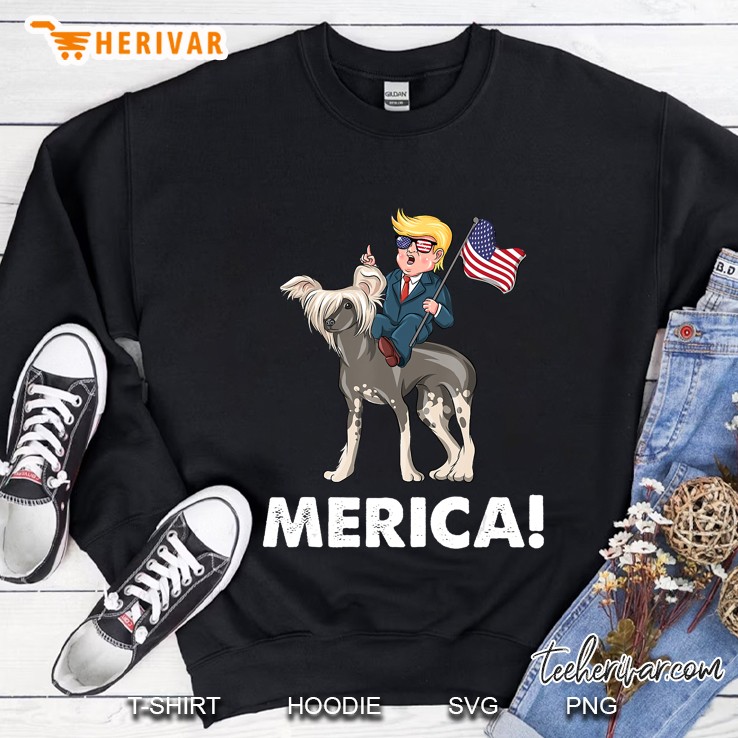 Trump Merica Chinese Crested Dog American Hero 4Th Of July Sweatshirt