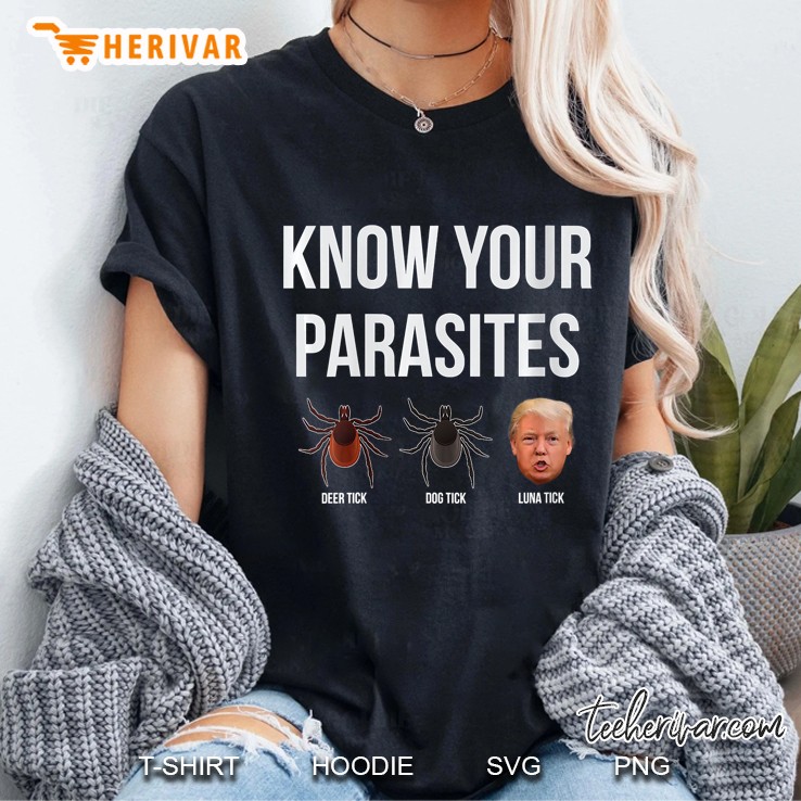 Womens Know Your Parasites Dump President Trump Parasite Lunatic V-Neck Hoodie