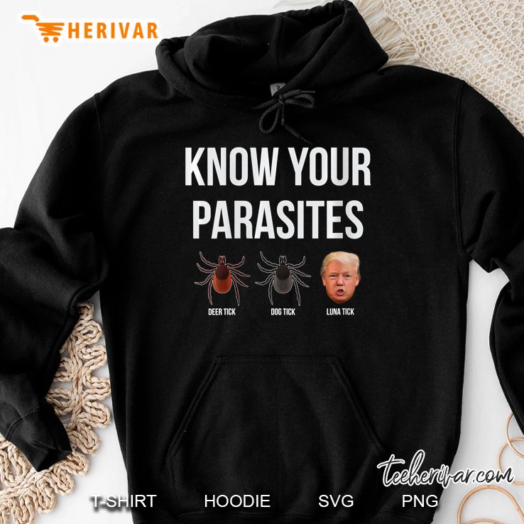 Womens Know Your Parasites Dump President Trump Parasite Lunatic V-Neck Mugs