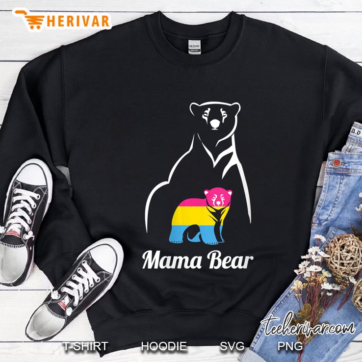 Womens Lgbt Pansexual Pride Mama Bear Pan Gift V-Neck Sweatshirt