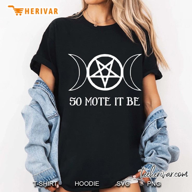 Womens So Mote It Be Wicca Spell Witchcraft Moon Pentagram V-Neck Ladies Tee