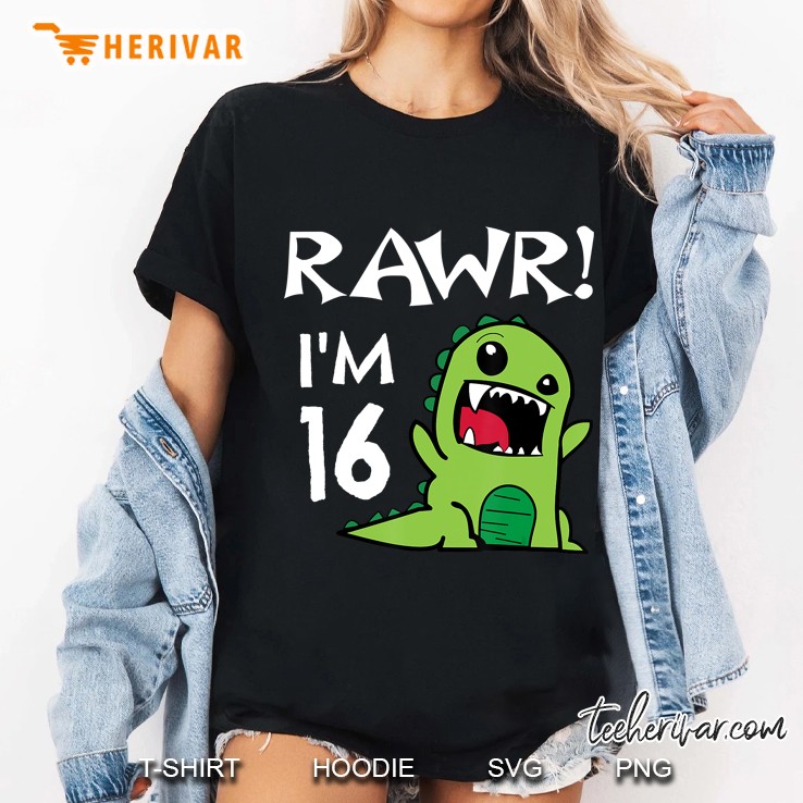 16Th Birthday - Sweet 16 Year Old Dinosaur Shirt Ladies Tee