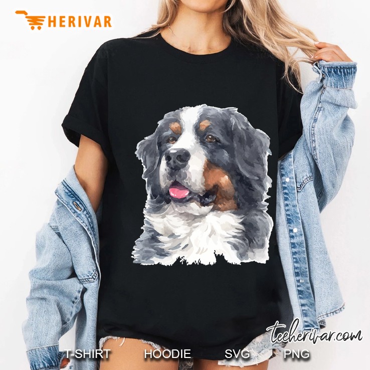 Bernese Mountain Dog Shirt - Watercolor Art Dog Gift Ladies Tee