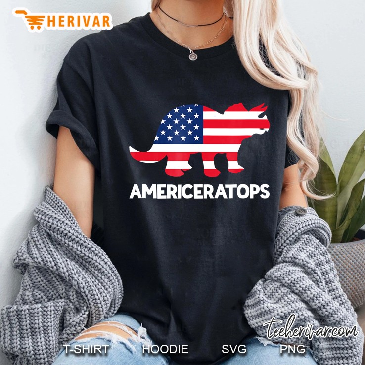 Dinosaur 4Th Of July Triceratops Cute Kids Flag Tee Ladies Tee
