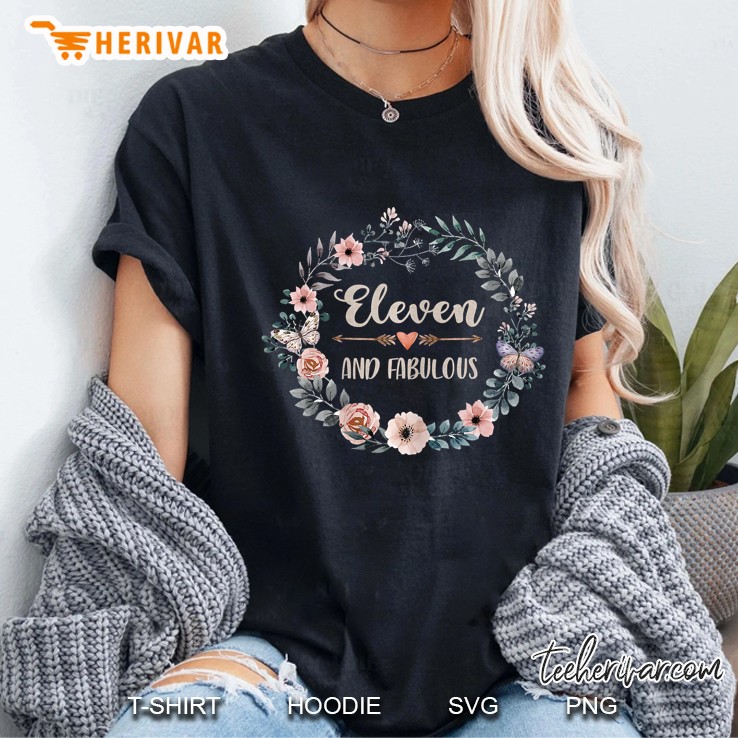 Floral Eleventh Birthday Shirt, 11 Year Old Birthday Girl Ladies Tee