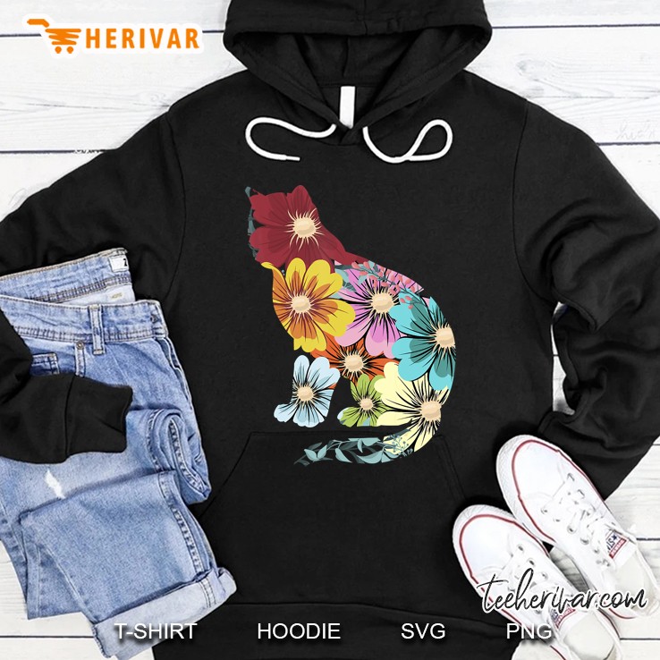 Flower Power Hippie Cute Kitty Cat Lover Hoodie
