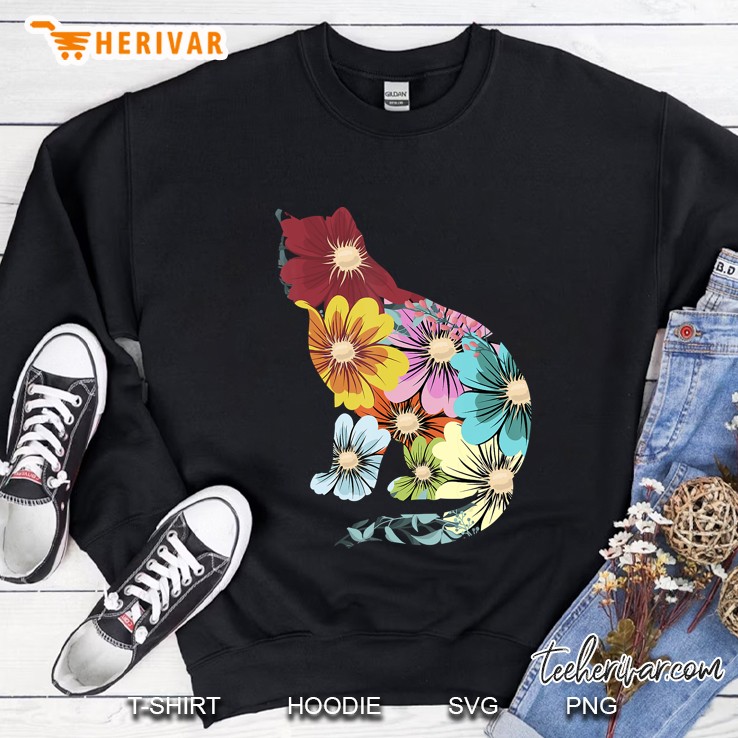 Flower Power Hippie Cute Kitty Cat Lover Sweatshirt