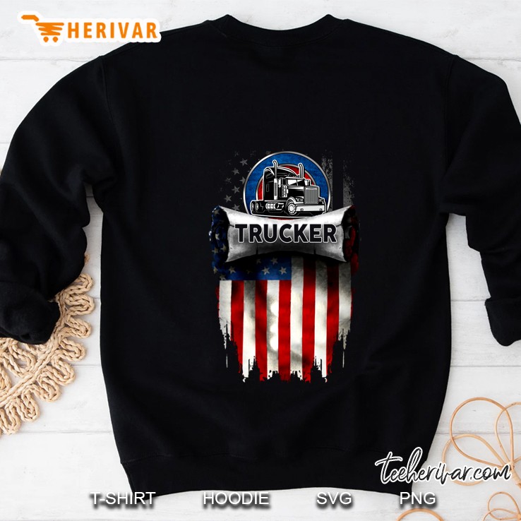 Trucker Truck And American Flag Version Sweatshirt