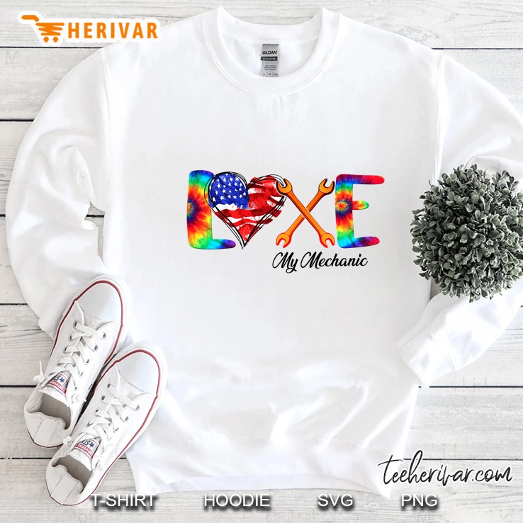 Love My Mechanic Watercolor American Flag Heart Version Sweatshirt