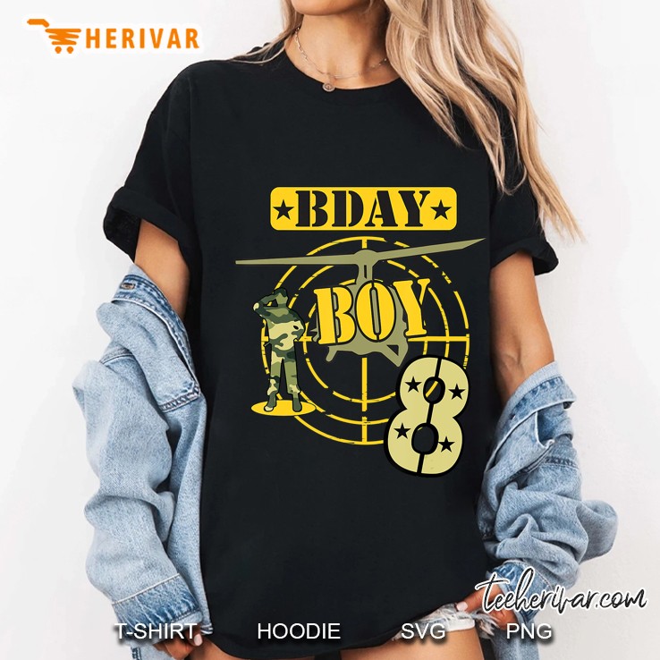 Bday Boy Camouflage 8 Years Old Ladies Tee