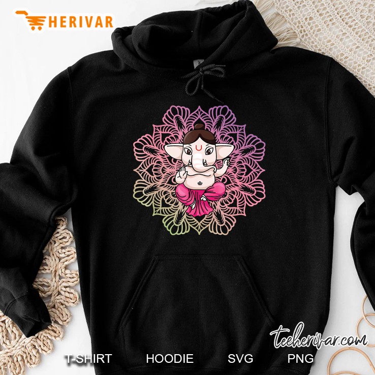 Cute Ganesh Tee - Ganesha In Lotus Meditation Mandala Shirt Hoodie