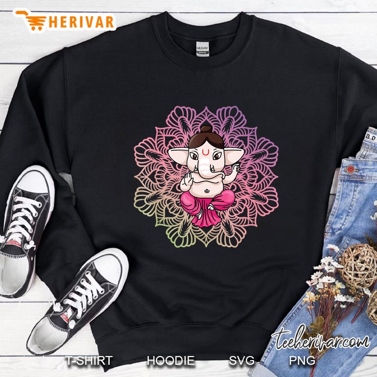 Cute Ganesh Tee - Ganesha In Lotus Meditation Mandala Shirt Sweatshirt