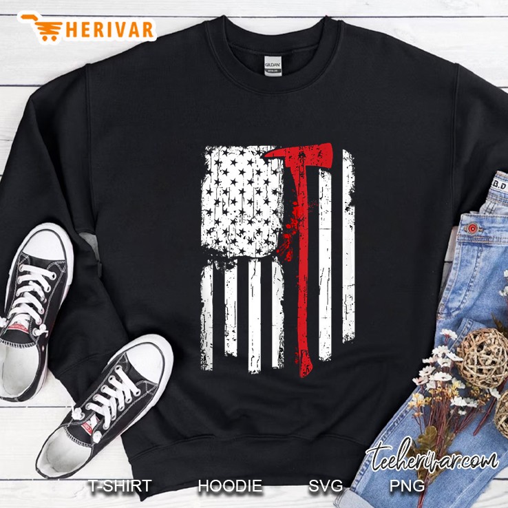 Firefighter Fireman Fire Department American Ax Flag Tank Top Sweatshirt
