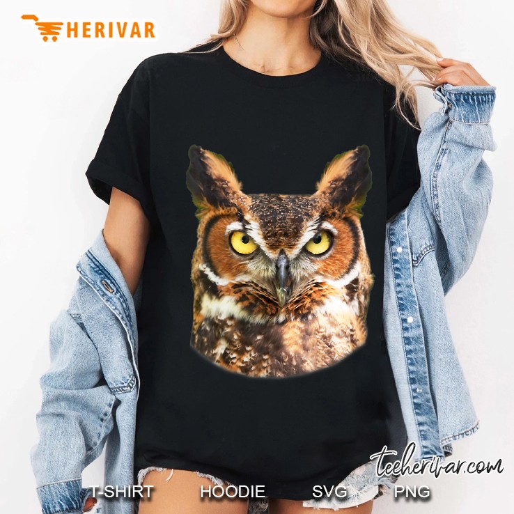 Great Horned Owl Head Owl Lover Tee Ladies Tee