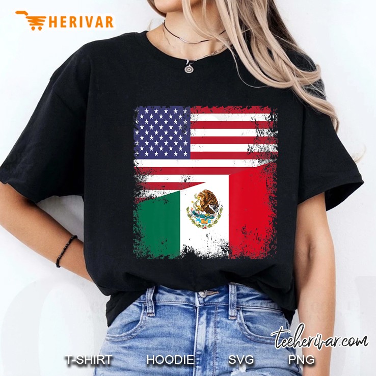 Half Mexican Flag Vintage Mexico Usa Gift Hoodie