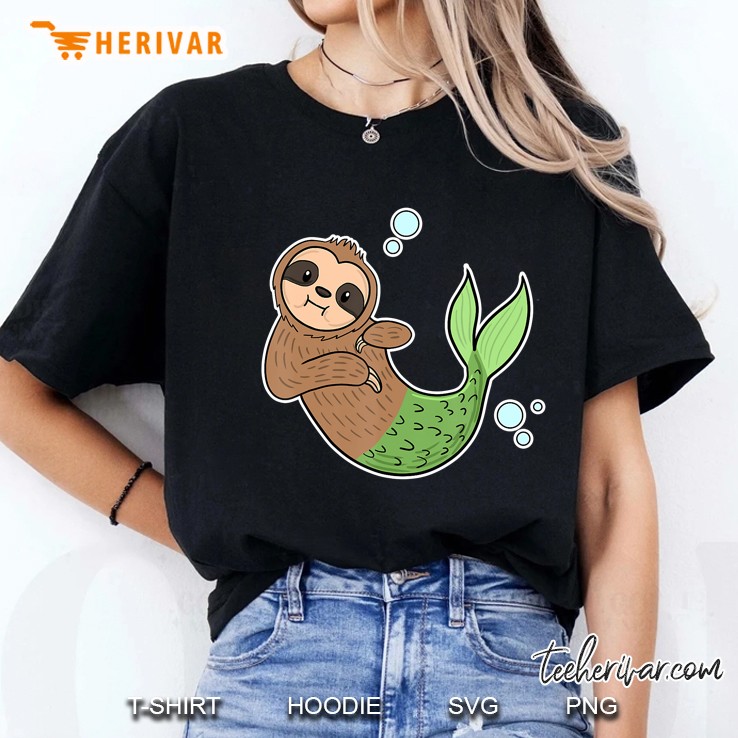 Mermaid Sloth Cute Slow Animal Sea Creature Girls Gift Ladies Tee