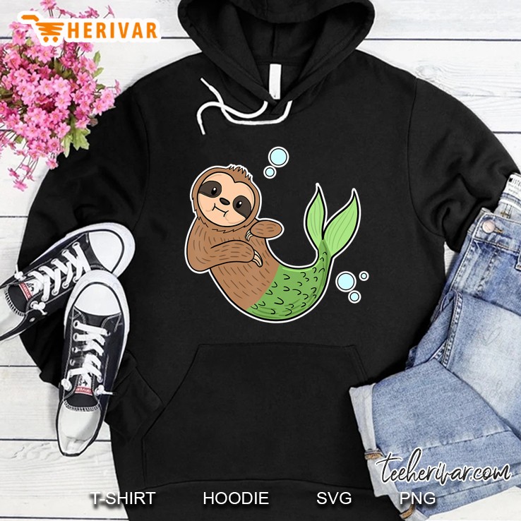 Mermaid Sloth Cute Slow Animal Sea Creature Girls Gift Hoodie