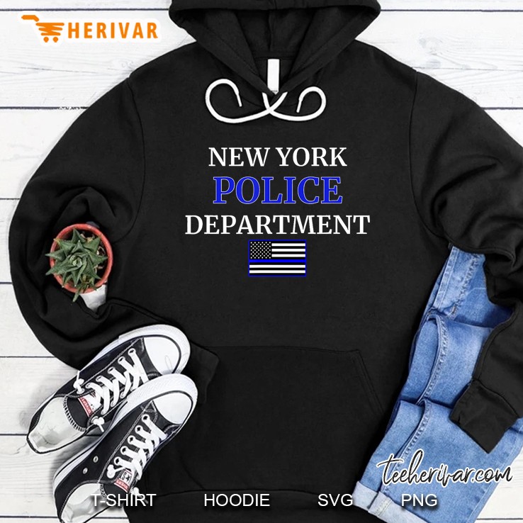 Support New York Police Department Nypd Thin Blue Line Flag Hoodie