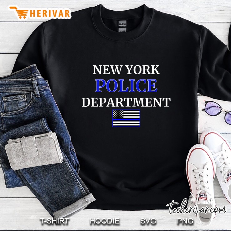 Support New York Police Department Nypd Thin Blue Line Flag Sweatshirt