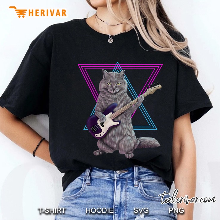 Bass Cat - Rock Kitty On A Bass Guitar Ladies Tee