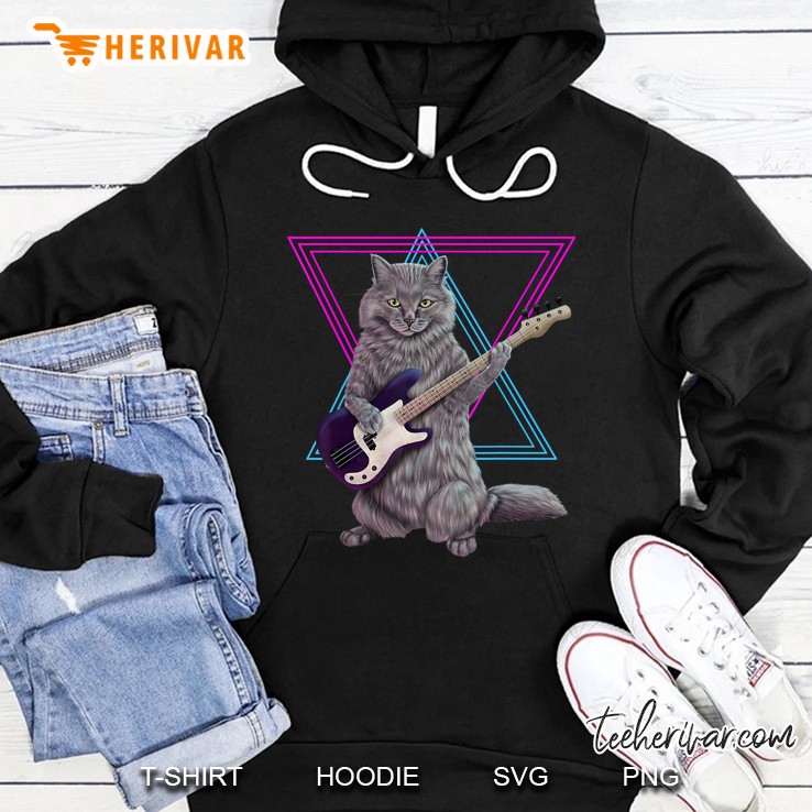 Bass Cat - Rock Kitty On A Bass Guitar Hoodie