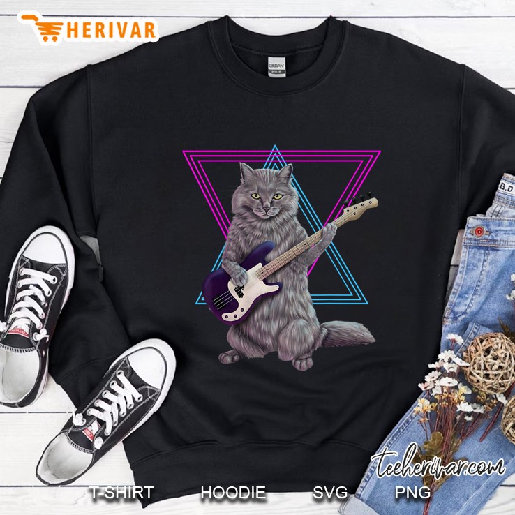 Bass Cat - Rock Kitty On A Bass Guitar Sweatshirt