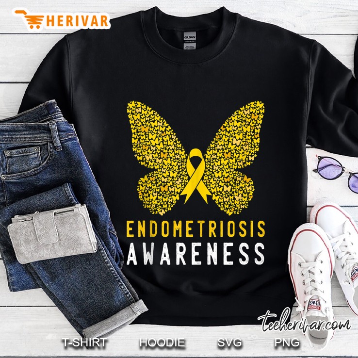 Butterfly Endometriosis Awareness Month Endo Support Ribbon Tank Top Sweatshirt