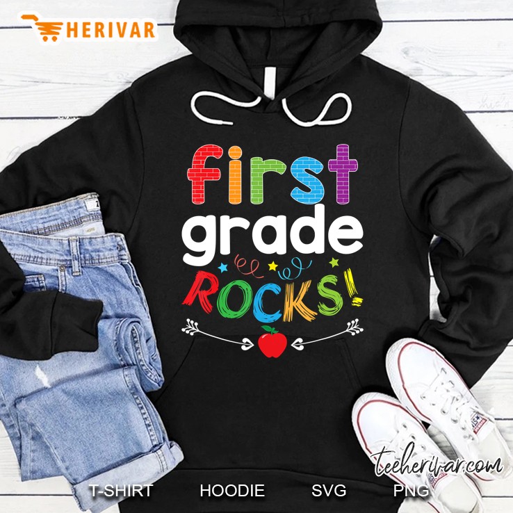 First Grade Rocks Funny 1St Graders & Teachers Hoodie
