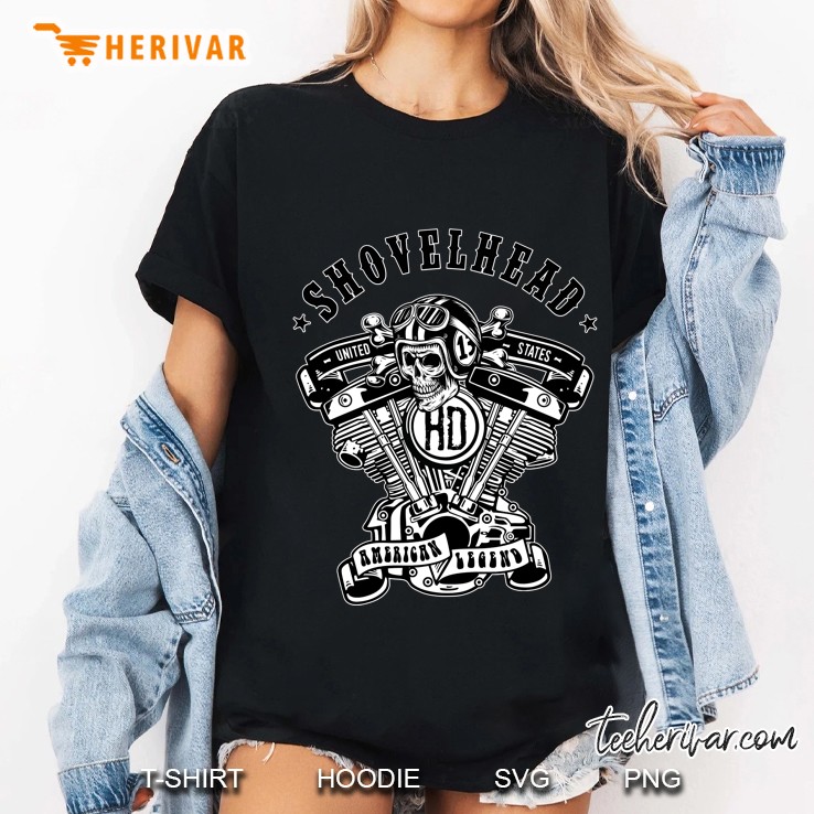 Hd Shovelhead American Motorcycle Legend Vtwin Engine Skull Ladies Tee